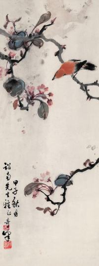 高奇峰 甲子（1924年）作 黄鹂海棠 立轴