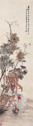 朱梦庐 乙亥（1875年）作 官上加官 立轴