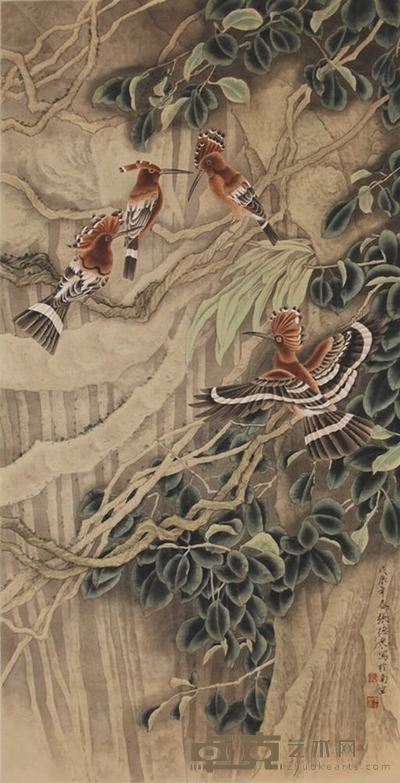 张德泉 花鸟 130×66cm