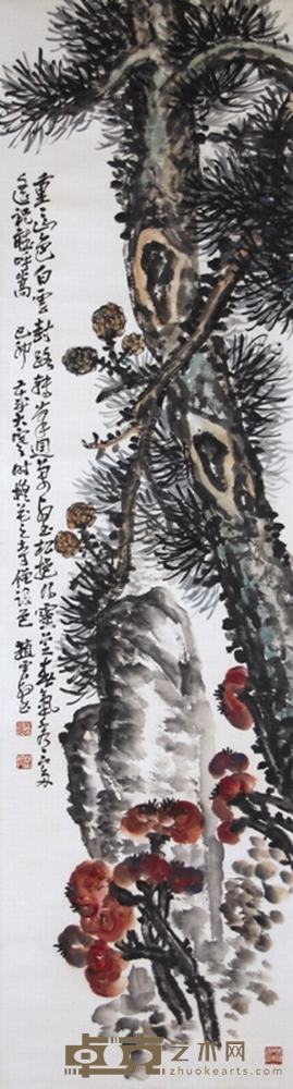 赵云壑  松石图 160×43cm