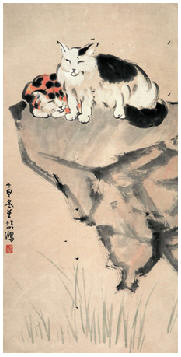 徐悲鸿 狸猫图 立轴88×45cm