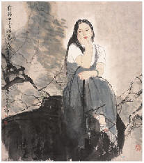 何家英 1995年作 寂籁无一言 立轴78×69cm