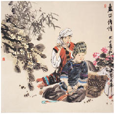 冯远 2003年作 芦笛传情 镜心70×68.5cm