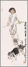 史国良 1999年作 放猪图 镜心68×28cm