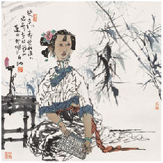 徐惠泉 仕女 立轴68×68cm