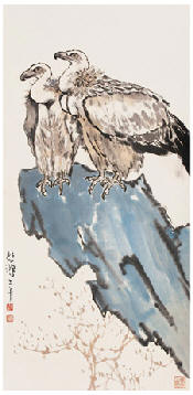 徐悲鸿 双鹰图 立轴79×38cm