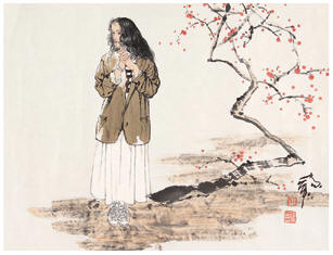 何家英 人物 镜心34×46cm