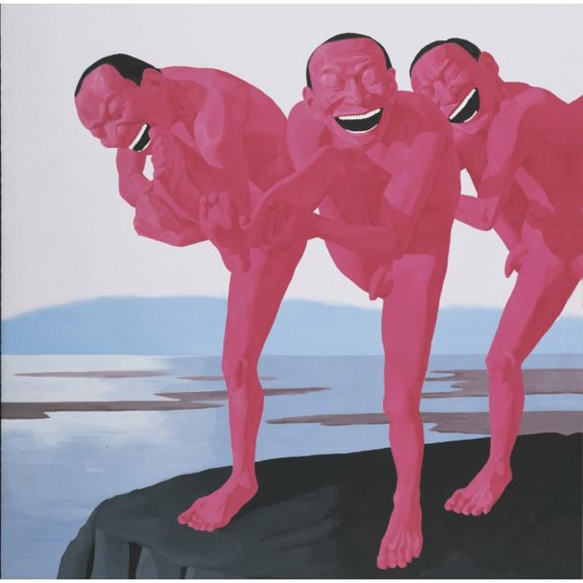 岳敏君 2000年作 向丹顶鹤同志学习200×200cm