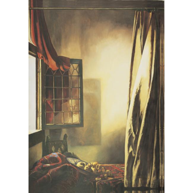 岳敏君 2000年作 场景系列-窗前读信的少女300×215.7cm