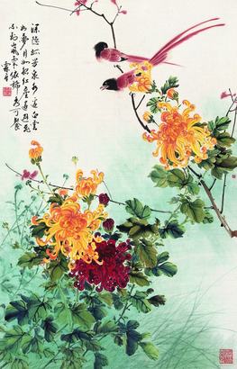 冯霖章 花鸟 立轴