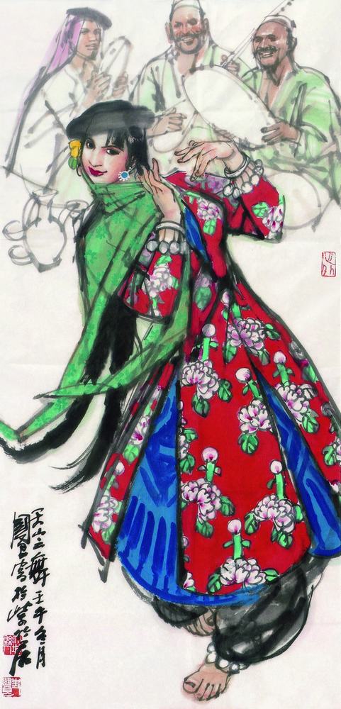 史国良 2002年作 天山之舞 镜片95×45cm