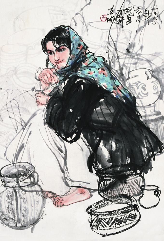 史国良 1980年作 人物 镜心70×46cm