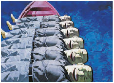 岳敏君 1993年作 大红船180.4×247.7cm
