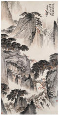 钱松喦 1943年作 灵岩秀壁 立轴167×84.5cm