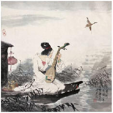 盖茂森 琵琶行诗意图 镜心67×67cm