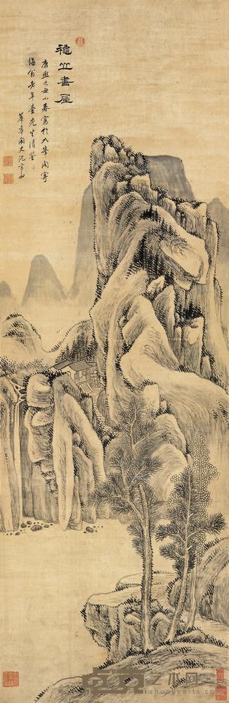 沈宗敬 1709年作 秋山书屋 立轴 145×48cm
