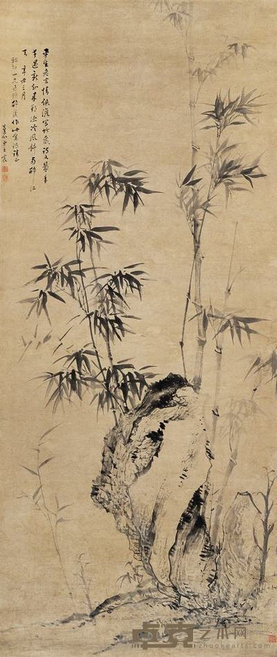 王宸 1781年作 竹石图 立轴 159×67cm
