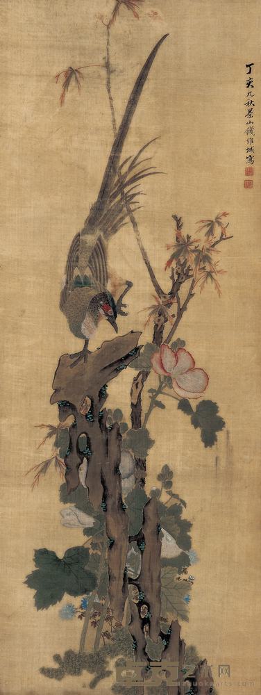 钱维城 1767年作 花鸟 立轴 114×44cm