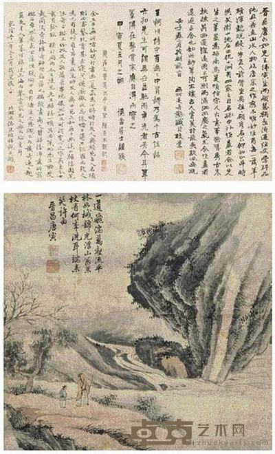 唐寅 山水 立轴 42×45cm