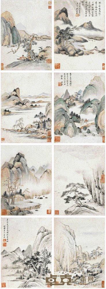 程嘉燧 山水 册页(八开) 23×16cm×8