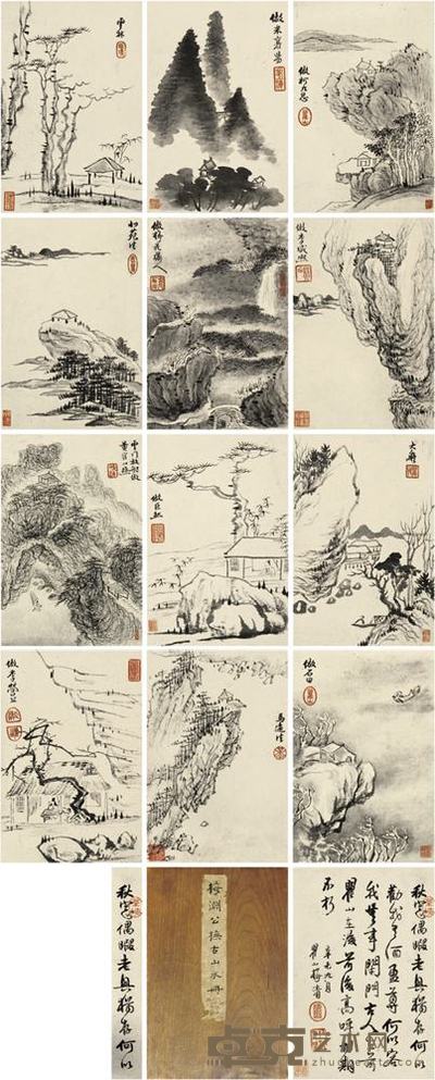 梅清 仿古山水 册页(十二开) 18×12.5cm×12