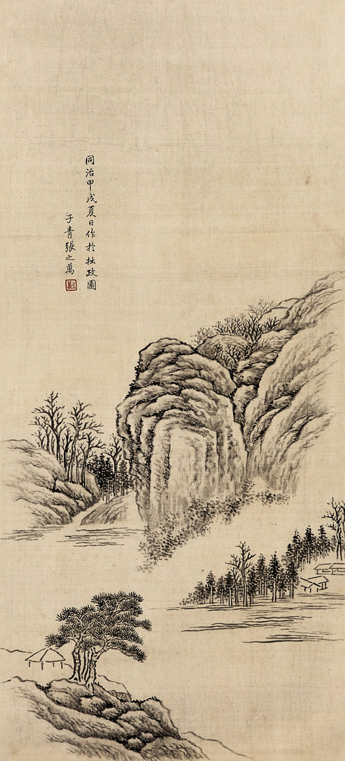 张之万 1874年作 山水 立轴