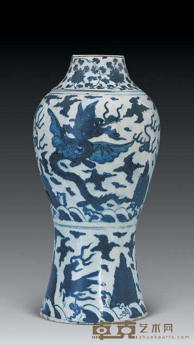 明嘉靖 青花翼龙纹梅瓶 高41cm