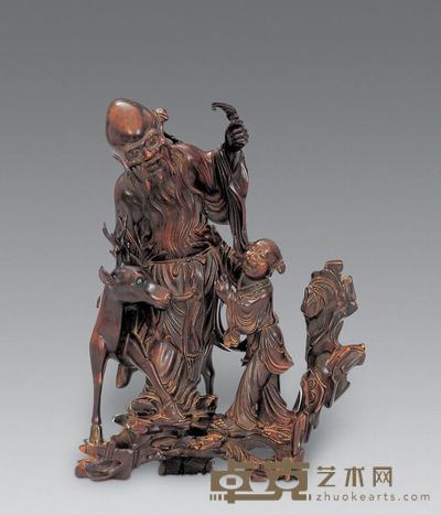 清 黄杨木寿星摆件 高：28 cm