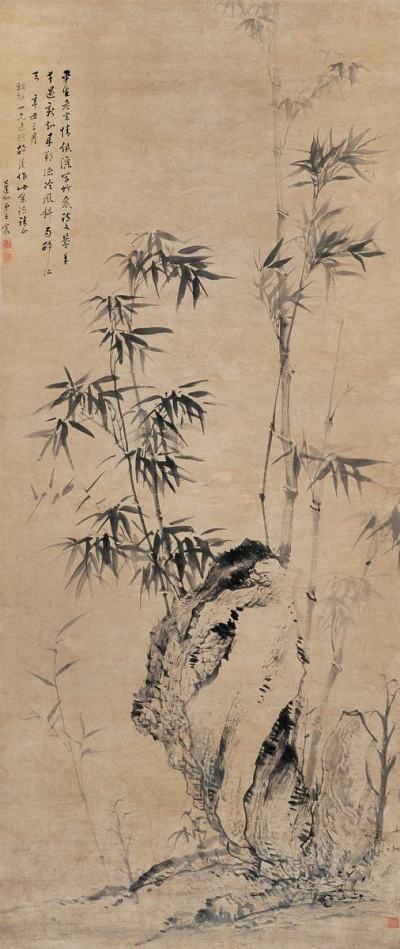 王宸(1720-1797) 竹石图?159×67 cm