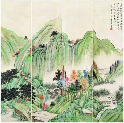 朱昂之(1764-1840後)  山水通景屏