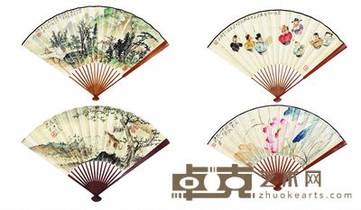 唐云(1910-1993) 绝壁清泉 清秋小景 众乐图 荷花蜻蜓 