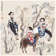 徐乐乐 丙戌(2006)年作 丽人行 镜心67×67cm