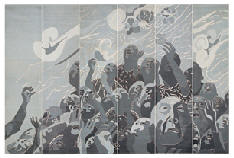 方力钧 1999年5月1日作 1999.5.12/8(一套六屏)488×732cm