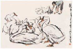 史国良 牧鸭 镜心45×68cm