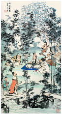 刘旦宅 乙未年作 竹林七贤图 立轴44×87.5cm