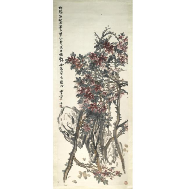 刘海粟 FLOWERS AND ROCKS183×70cm