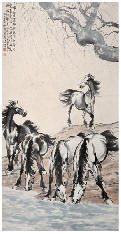 徐悲鸿 1941年作 五骏图 立轴174×88.5cm