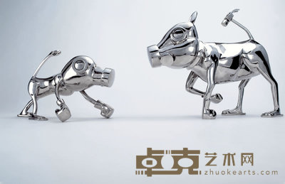 廖一百 2007年作 蛮蛮的决斗(两件一组) 66×78×20cm;41×58×32cm