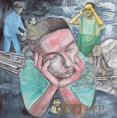 忻海洲 1995年作 睡眠·梦境之一 180×180cm