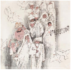 盖茂森 1986年作 赶巴扎 立轴82×82cm