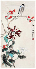 喻继高 花鸟69×33cm