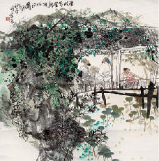 王明明 山水人物 镜心68×68cm