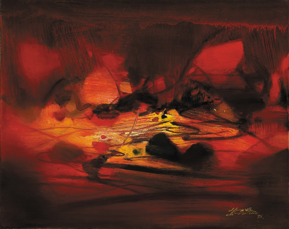 朱德群《红色构图》1979年 油彩65x81 cm