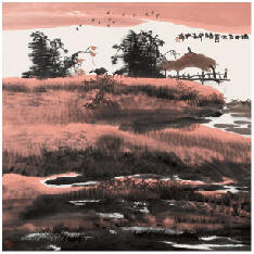 樊枫 秋水长天图68×68cm