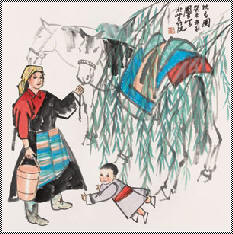 史国良 饮马图68×68cm