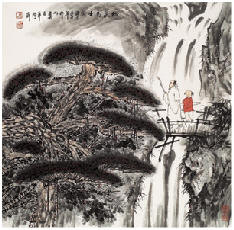 王明明 癸未（2003年）作 松泉高士图 立轴67×38cm