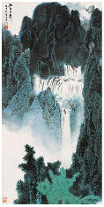 白雪石 1980年作 幽谷泉声 立轴137X68cm