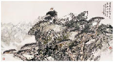 王明明 1988年作 杜甫诗意 镜心95X176cm