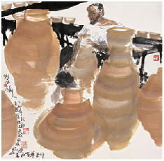 王明明 1987年作 制陶人 镜心67.7X67.7cm