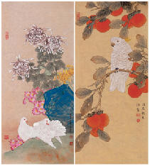 喻继高 花鸟 二屏81×36cm×2